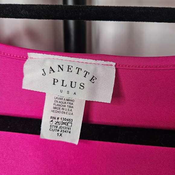 Janette Plus USA Ladies A-Line Dress Short Sleeve Midi Plus‎ Size 1XL Stretch - Picture 3 of 5